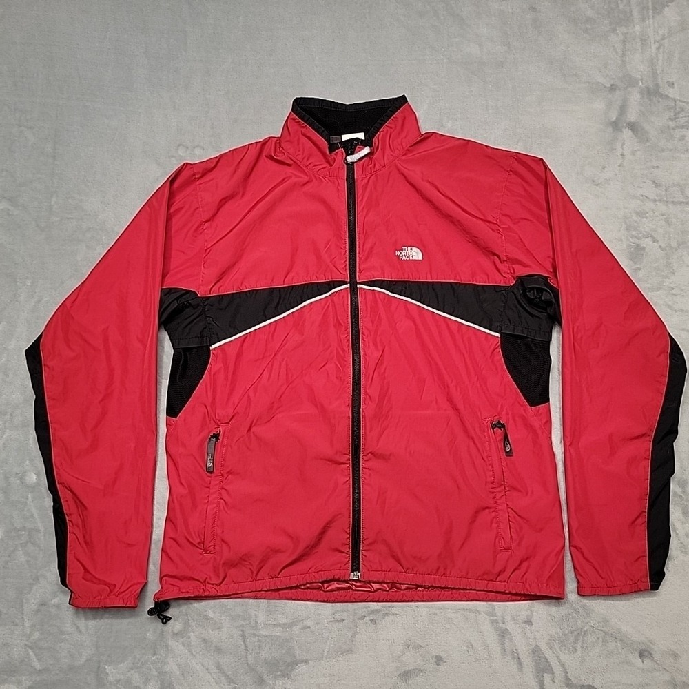 The North Face Jacket Mens Medium Red‎ Windbreaker Stow Pocket Full Zip Hiking